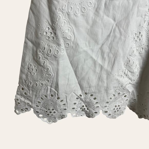 Hill House The Mila Eyelet One Shoulder Dress in White Linen Size M - Picture 6 of 10